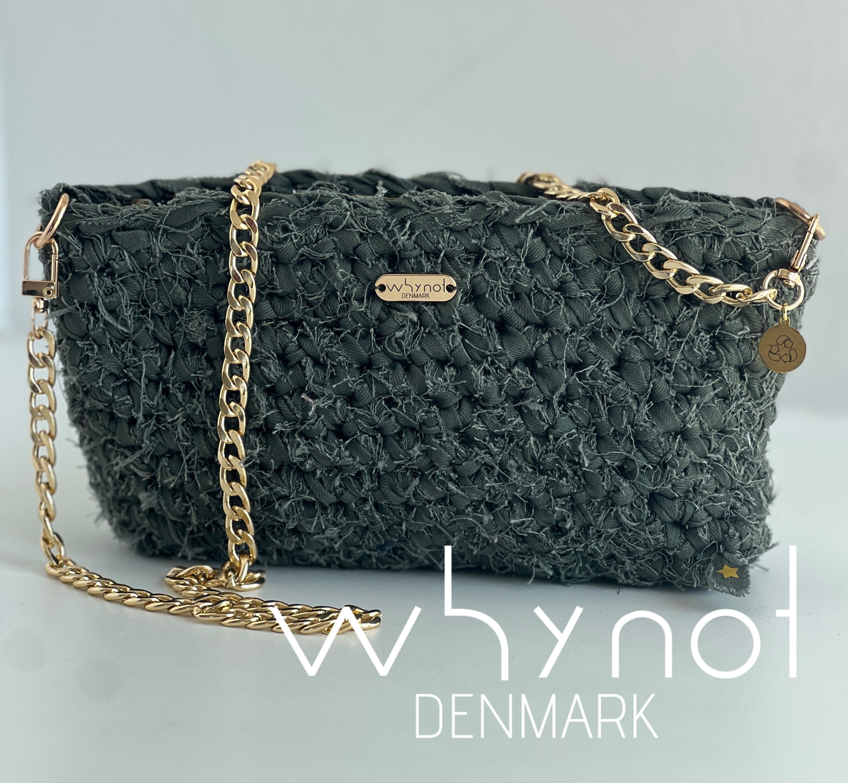 Hæklet Jeanstaske med Gylden Kæde
