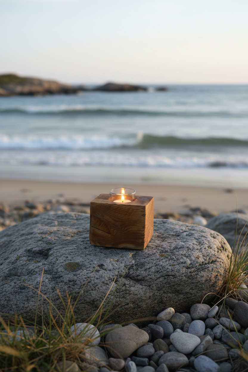 Fyrfadsstage ved havet